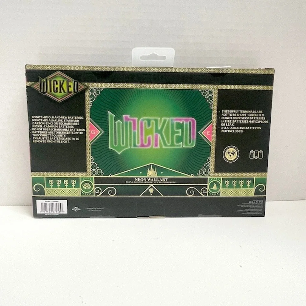 Wicked Movie Neon Wall Art Green Pink Decor Sign Universal Studios